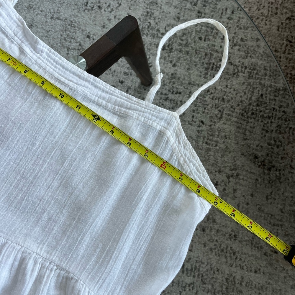 Aritzia Wilfred Safran Cotton Gauze White Spaghetti Strap Sundress Mini Sz L - Picture 6 of 12